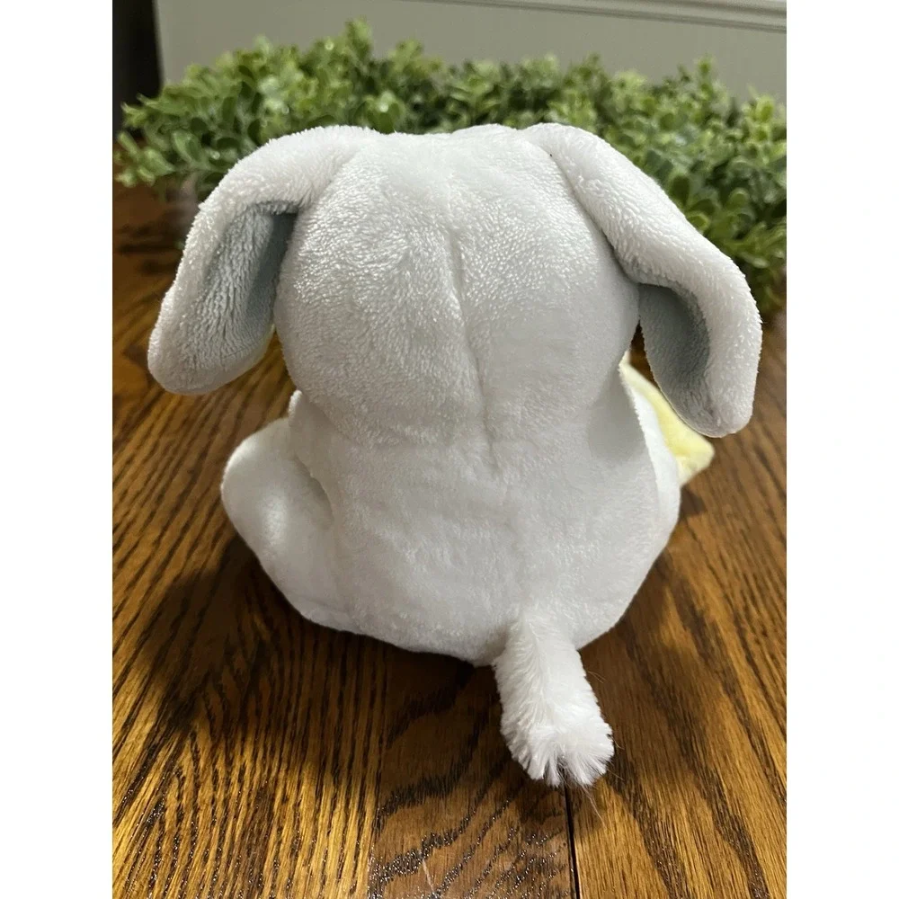 Little Beginnings Plush Lovey Puppy Dog Security Blanket White Yellow Gray Dots